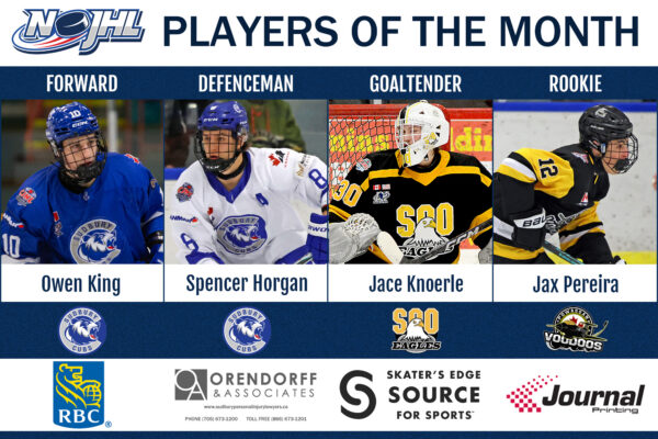 NOJHL names its Players of the Month for January